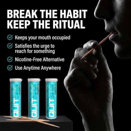Image of Xero Picks Infused Flavored Toothpicks to Help Quit Smoking - Nicotine Free - 60 Picks (3 Packs) (Cool Mint) Non-GMO Kosher Vegan