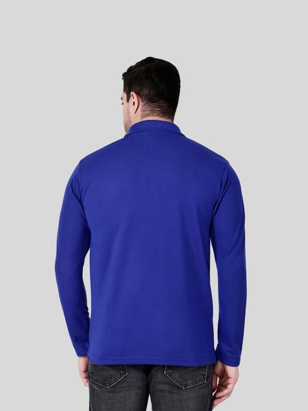 Image of Full Sleeve Men's Polo T-Shirt | Regular Fit, Soft & Breathable Cotton Blend Fabric | Classic Polo Collar, Casual & Office Wear | Available in Sizes M to 6XL, Multiple Colors