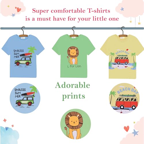 Image of Toddylon Kids T-Shirt Combo Half Sleeve Tshirt Summer Tops Tshirts Boys & Girls Regular Fit T-Shirts Boys Half Sleeves Cotton T-Shirt Summer T Shirt for Boys & Girls Pack