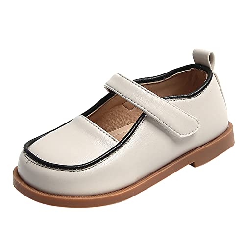 Fashion Autumn Girls Casual Shoes Flat Lightweight Solid Color Hook Loop Dress Shoes Simple Boot 10 (Beige, 7 Toddler)