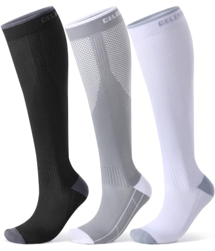 Are Compression Socks Good for Varicose Veins? 2 CS CELERSPORT 3 Pairs Compression Socks Men & Women 20-30mmHg for Flying