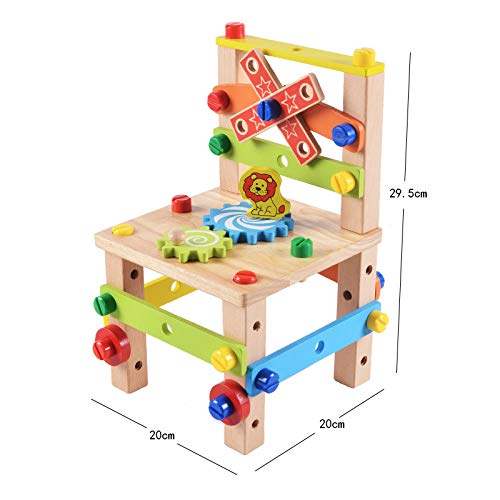 Valink Toddler Activity Table,Build Your Chair Montessori Toys Luban Chair Disassembly Toy Set Puzzle Blocks for Kids