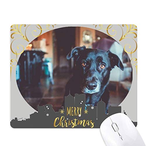 Tapis de souris en caoutchouc avec photo de chien noir de Noël haute définition