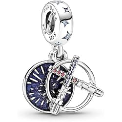 Abalorios Pandora Star Wars Pandora Star Wars - Colgante doble de plata de ley con circonitas y cristales, 11,3mm, Plata esterlina, Circonita cúbica