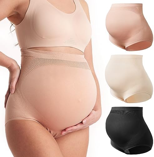 Momcozy Women's Maternity Underwear, High-Waist Seamless Over-Bump Briefs