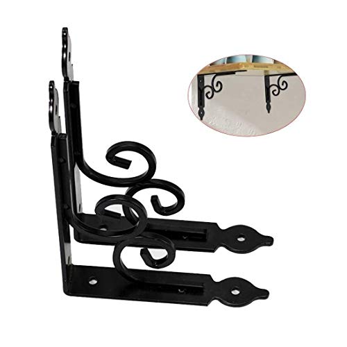 LRX Support Etagere 2pcs Trépied Shelve Supports muraux décoratifs Suspendus étagères Support de Fer Support de Tablette avec des vis et Hook Up (Color : Black, Size : 8inch(24cm)) Cover