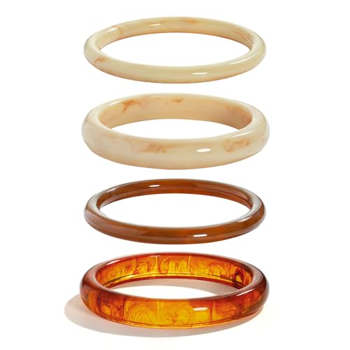 LILIE&WHITE 4 PC Brown Acrylic Bracelets Sets For Women Classic