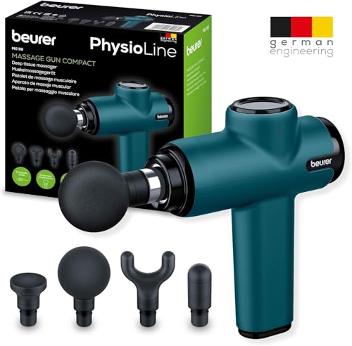 Beurer MG 99 pistolet de massage maniable avec 4 accessoires, massage puissant des points de déclenchement, relâchement des tensions, appareil de massage musculaire compact avec 5 niveaux d'intensité