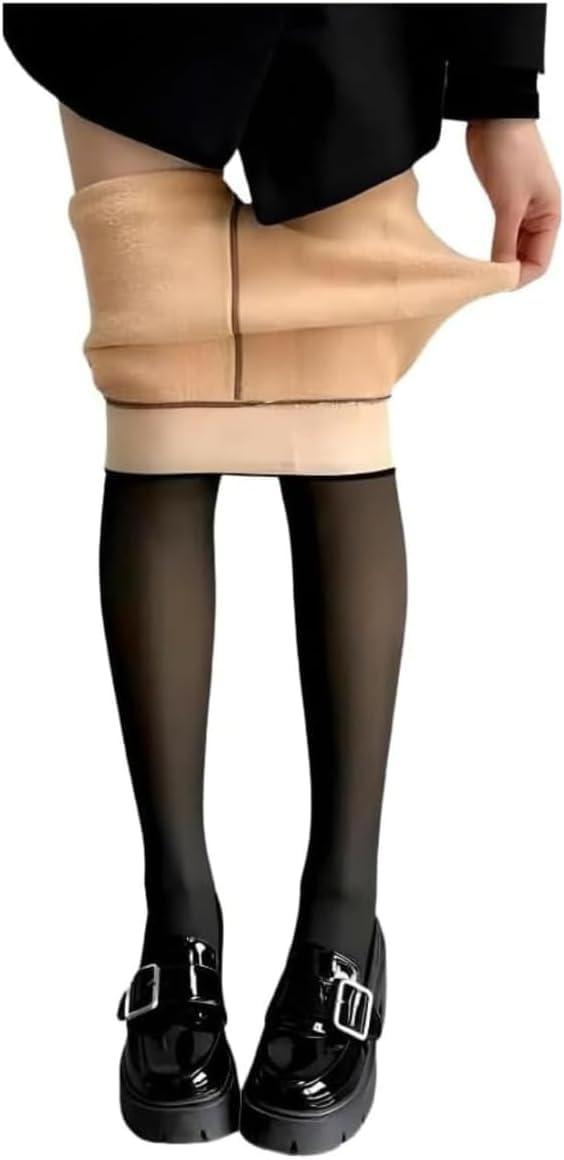 Meia Calça Térmica Forrada Peluciada Tamanho Único (36 Ao 44) Translúcida Veludo Interno -Resistente Forrada Para Frio Extremo Inverno Feminina Casual Confortável Premium
