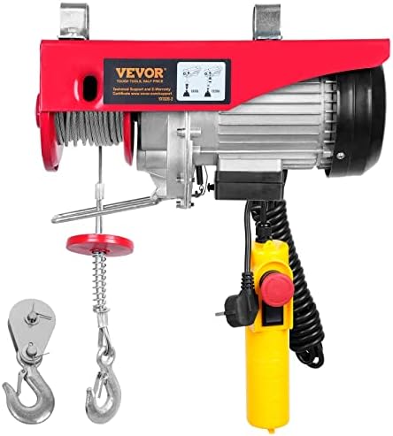VEVOR 230V Elektrische Seilwinde 300kg bis 600kg Hubhöhe 12m Seilzug Motorwinde 1150W Motor Flaschenzug 10m/min Hubgeschwindigkeit Hebezug mit Kabelgebundener Steuerung Seilhebezug