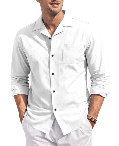 Image of Zombom Men's Cotton Blend Shirt with Full Sleeves Solid Pattern Cuban Collar Neck Line Regular Fit and Standard Length | Solid Shirt for Man Cotton | Shirts for Mans