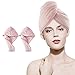 Produktbild Amazon Brand - Eono Haarturban, Turban Handtuch mit Knopf, Mikrofaser Handtuch für die Haare Schnelltrocknend, Haar Trocknendes Tuch für Lange Haare und Alle Haartypen(Rosa, 2)