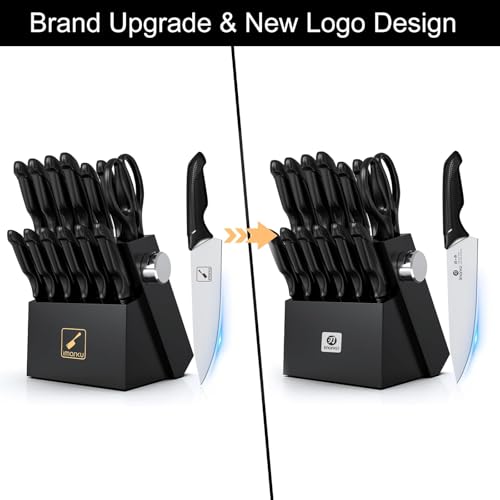 Image of imarku 14-Piece Premium Knife Block Set, Black Kitchen Knife Set with Block and Build-in Sharpener, High-Carbon Stainless Steel Knives for Lasting Sharpness, Dishwasher Safe, Gift for Men