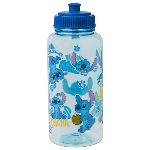Image of Silver Buffalo Disney Lilo and Stitch Weird Cute Decals Big Sports Water Bottle, 33.8 Ounces