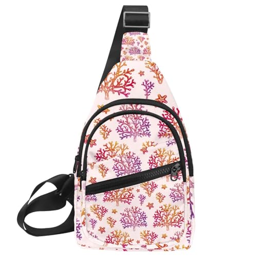 Sac de poitrine rouge corail pour homme en toile compacte 30x18cm avec fermeture éclair fluide