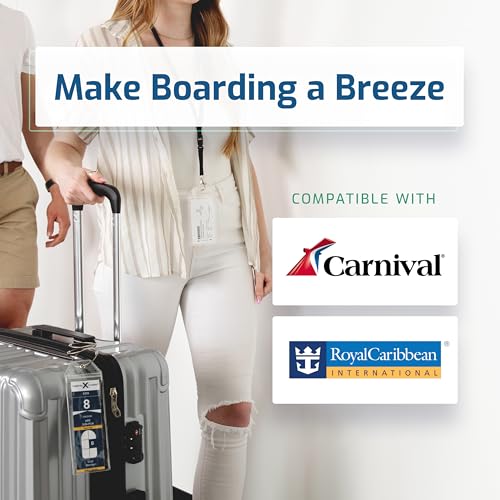 Image of Highwind 8 Pack Luggage Tags for Suitcases + 4 ID - Waterproof Cruise Essentials with Steel Loops - 2.5 x 7.25 Inch Durable Travel Tags for Quick ID - Fits Royal Caribbean, Carnival - Narrow