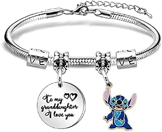 HEYEJET Granddaughter Gifts Stitch Bracelet for Granddaughter from Grandma Granddaughter Jewellery for Christmas Birthday Gifts