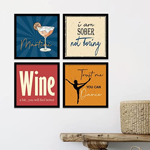 Image of kotart - Framed Wall Posters for Bar Kitchen Restaurant Decor - Bar Theme Frames - Set of 4 (13 x 13 inch) (Art 16, Big)