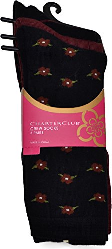 Charter Club Women's Multi Socks One Size Black 3Pack #TOP25