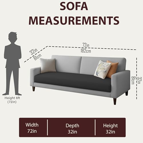 Image of Kathleen 3 Seater Sofa Set for Living Room - Foldable Convertible Couch Furniture for Home, Office or Guest Use, Modern Designer Stylish Comfortable (Black Grey)