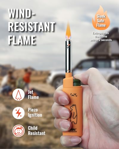 MK Lighter 5pcs. Outdoor Series Candle Lighters, Windproof Torch Flame, BBQ Grills, Camping Lighters, Outdoor Activities, Refillable Butane, Multipurpose Lighters (Assorted-5pc)