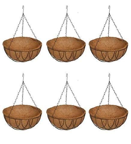 Niyara Metal Hanging Planter Basket with Coco Coir Liner Wall Mount Wire Hanging Plant Holder Large for Indoor Outdoor Garden Porch and Balcony (13 inch) Color :Black (Set of 6) (B0CQG9WNFB) Amazon Price History, Amazon Price Tracker