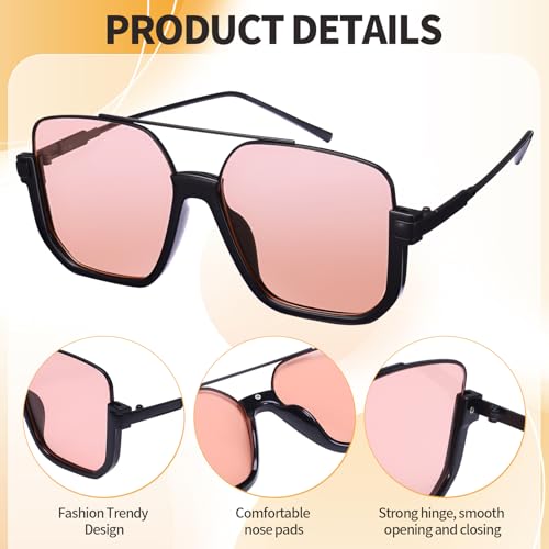 Oversized Square Sunglasses Semi Rimless 2 Pairs Retro 70S Vintage Sun Glasses Lightweight Tinted Trendy Shades Glasses for Women3