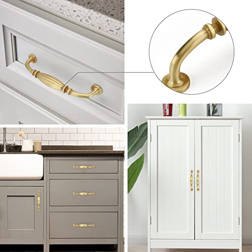 Regry 10 Pack Gold Cabinet Pulls, Glazing Cabinet Handles 5In Kitchen Dresser Drawer Handles Brushed Brass Cabinet Handles Classical Cabinet Hardware For Cupboard Gold Drawer Pull For Cabinet #TOP4