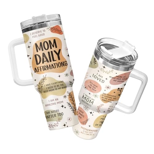 34HD New Mom Tumbler with Handle and Straw, 40oz Mom