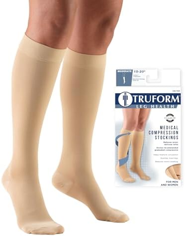 Truform 15-20 mmHg Compression Stockings, Men & Women Medical Closed Toe