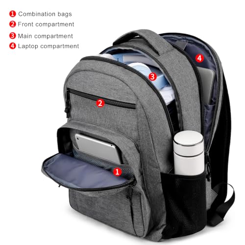 Image of School Backpacks for Teens Boys, 15.6 Inch Bookbag with Laptop Compartments | Sturdy Ergonomic Anti-Theft Water-Resistant Back Pack for Middle, High School & College, Grey