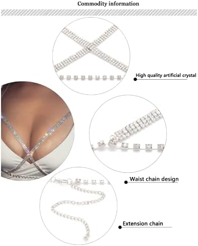 Miniatura 3 de CanB Sexy Chest Crossover Crystal Bra Body Chains Bralette Chain Bikini Beach Nightclub Chain Harness Body Accessories Jewelry for Women and Girls