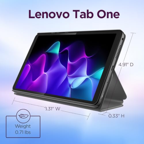 Image of Lenovo Tab One 8.7 inch HD Tablet, MediaTek Helio G85, 4GB RAM, 128GB Storage | (eMMC+64GB SD), 60Hz, Quad Dolby Atmos Speakers, Lightweight Android Tablet, Includes Folio Case, Long Battery Life, Wi-Fi
