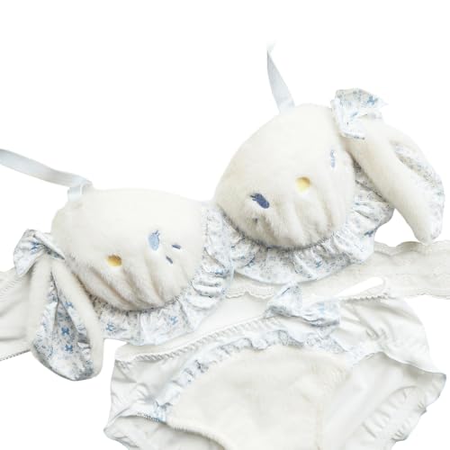 Lot de 3 ensembles soutien-gorge et culotte japonais en peluche sans armatures cosplay