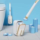 Toilet Brush and Holder Set, Disposable Toilet Bowl Cleaner Wand with 24 Refill Heads, Wall-Mounted Toilet Bowl Brush Scrubber Kit, Hygienic Bathroom Cleaning Tools & Accessories