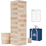 Megwoz Giant Tumble Tower Game - 57 Blocks New Zealand Pine Wooden Stacking Blocks for Kids & Adults, Up to 5FT Tall Indoor/Outdoor Family Games, Birthday Party Games Unique Gifts for for All Ages