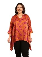 The Pink Moon Women's Regular Fit Plus Size Gold Asymmetrical Tops - (TOP_PL_GLD_Gold_6XL)