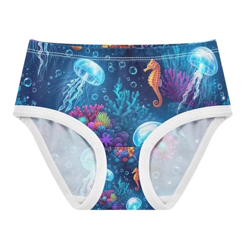 Toddler Girl Panties, Glowing Jellyfish Cotton Underwear Girls, 2T–8 Years