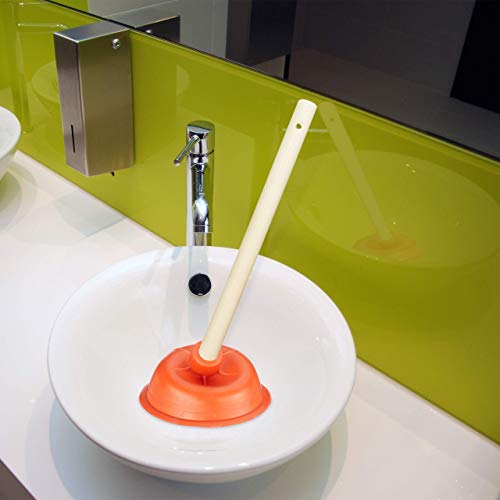 Relaxdays Afvoerreiniger Pömpel, rubberen zuignap, afneembare houten steel met oogje, toilet, douche, 30 cm, rood/natuur, hout, 1 stuk - Afbeelding 3