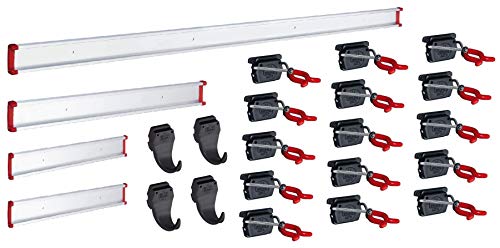 BRUNS Gerätehalter-Set - 15 Gerätehalter 4 Haken Führungsschienen 100cm 50cm 2x30cm