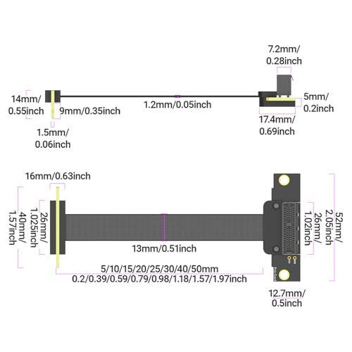 JEYI PCIe X1 4.0 Riser Cable 90°, PCIe Extension Cable to Various Adapter Cards, Network Cards, Capture Cards, & SSD Cards, only Designed for PCIe x1 Slots(10cm/3.94inch)