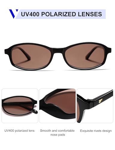 Image of VANLINKER Retro Polarized Rectangle Sunglasses Womens Trendy 90s Small Square Sunnies Vintage Narrow Thin Frame VL9855