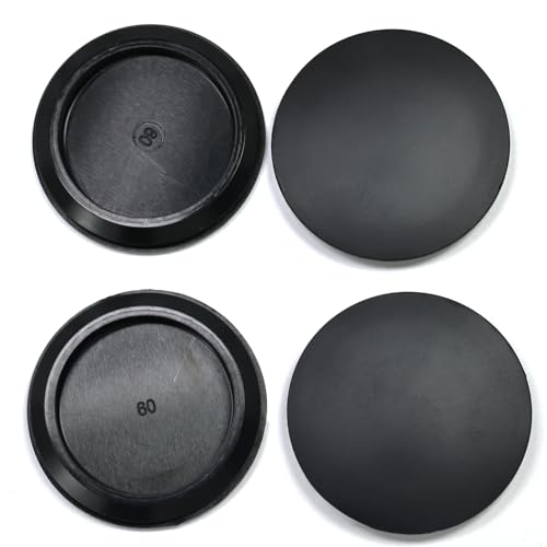 Image of 4 Pcs 60 mm Silicone Rubber Plugs Snap in Locking Hole Plugs for 60 mm (2-3 /8 inch) Round Holes, Flush Type Rubber Stoppers, Flexible Tube Pipe End Caps Covers, Waterproof Sealing Plugs, Black