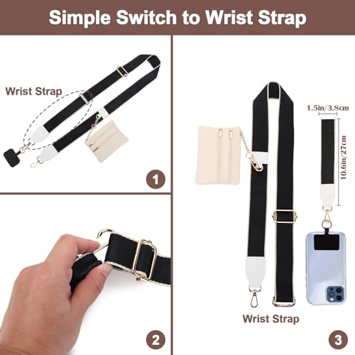 Image of XANGNIER Clip and Go Strap for Phone with Wallet Crossbody, Phone Strap with Zippered Wallet, Adjustable Anti Theft Cellphone Lanyard for Women, Cellphone Chain Accessories,Multicolor 11