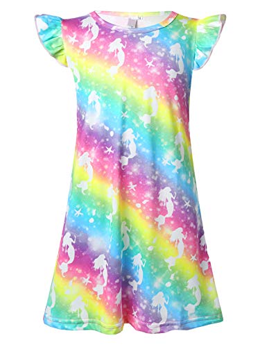 YiZYiF Vestido de Pijamas de Sirena con Manga Corta para Niñas Camisón de Princesa con...