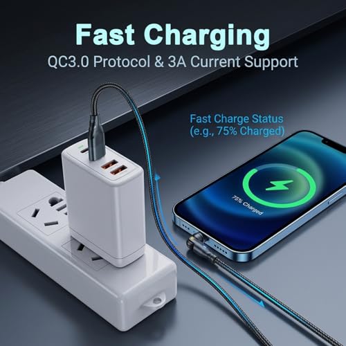 Image of Verilux PD 60W Magnetic Type C Cable Fast Charging, 2M C Type Charger Cable with 360 & 180 Rotation, Detachable and Replaceable Type C /Lighting /Micro Port for iPhone 17 /16 /15 /14, Galaxy S26 /S25 /S24