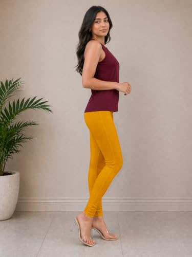 Image of TRENDMALLS Women's Microfiber Elastane Stretch Soft Churidar Length Leggings with Ultrasoft Waistband