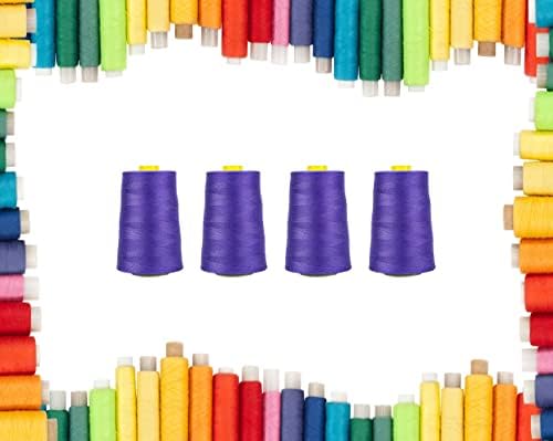 Rohans Overlock Yarn 40/2 (120) , 5000 Yards (4570 Meters) Sewing Thread Cones , Sewing Machine Multi Colour Yarn Cones, 100% Polyester Material (White, 4)