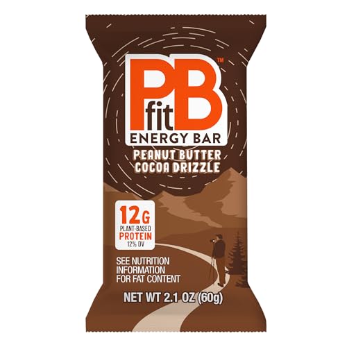 Image of PBfit Peanut Butter Cocoa Drizzle Energy Bars, 12g Protein, 5g Fiber, Gluten Free, Vegan, Plant-Based, Non-GMO, 2.1 Oz (Pack of 12)