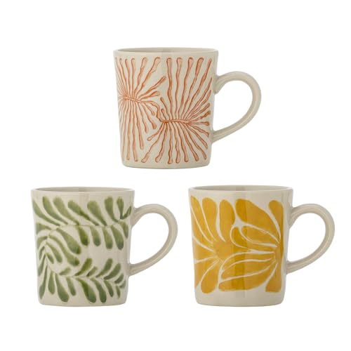 Creative Collection Fauni Lot de 3 tasses en grès Jaune 7,5 x 8,5 cm 205 ml